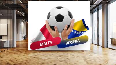 Soccer football competition match, national teams malta vs bosnia Wall mural