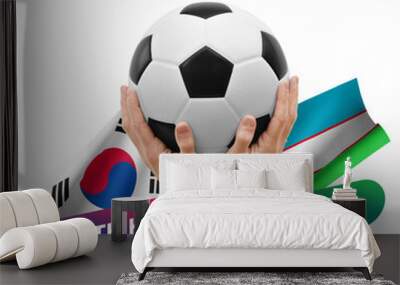 Soccer football competition match, national teams south korea vs uzbekistan Wall mural