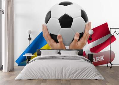 Soccer football competition match, national teams ukraine vs denmark Wall mural