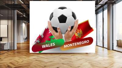 Soccer football competition match, national teams wales vs montenegro Wall mural