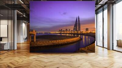 Beautiful Bahrain skyline during sunset. Wall mural