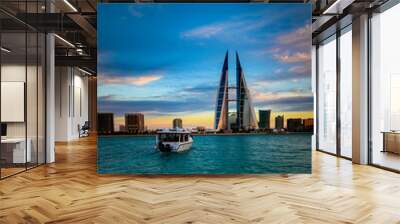 Beautiful view of Bahrain skyline during sunset in the seafront Wall mural