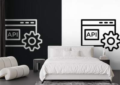 api icon isolated in white and black colors. api outline vector icon from programming collection for web, mobile apps and ui. Wall mural