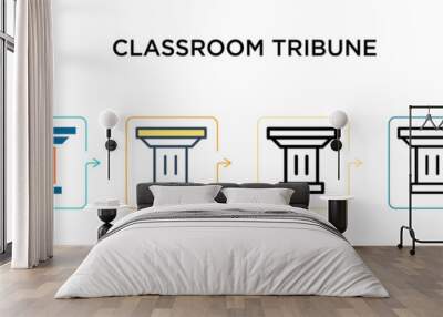 Classroom tribune vector icon in 6 different modern styles. Black, two colored classroom tribune icons designed in filled, outline, line and stroke style. Vector illustration can be used for web, Wall mural