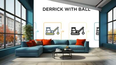 Derrick with ball vector icon in 6 different modern styles. Black, two colored derrick with ball icons designed in filled, outline, line and stroke style. Vector illustration can be used for web, Wall mural