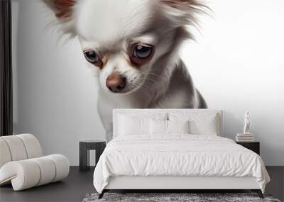 Detailed Sad and Depressed Chihuahua Dog on Transparent or White Background: Perfect for Print PNG Clipart Wall mural