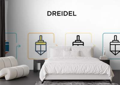 Dreidel vector icon in 6 different modern styles. Black, two colored dreidel icons designed in filled, outline, line and stroke style. Vector illustration can be used for web, mobile, ui Wall mural