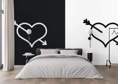 heart pierced by an arrow icon isolated in white and black colors. heart pierced by an arrow outline vector icon from shapes collection for web, mobile apps and ui. Wall mural