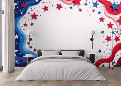 Labor Day celebration concept with abstract stars and stripes pattern, space for your text. Wall mural