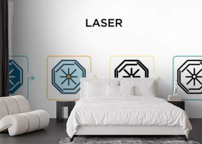 Laser vector icon in 6 different modern styles. Black, two colored laser icons designed in filled, outline, line and stroke style. Vector illustration can be used for web, mobile, ui Wall mural