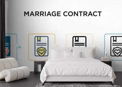 Marriage contract vector icon in 6 different modern styles. Black, two colored marriage contract icons designed in filled, outline, line and stroke style. Vector illustration can be used for web, Wall mural