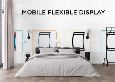 Mobile flexible display vector icon in 6 different modern styles. Black, two colored mobile flexible display icons designed in filled, outline, line and stroke style. Vector illustration can be used Wall mural