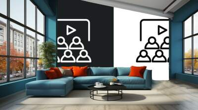 people watching a movie icon isolated in white and black colors. people watching a movie outline vector icon from cinema collection for web, mobile apps and ui. Wall mural