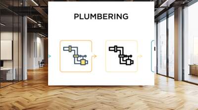 Plumbering vector icon in 6 different modern styles. Black, two colored plumbering icons designed in filled, outline, line and stroke style. Vector illustration can be used for web, mobile, ui Wall mural