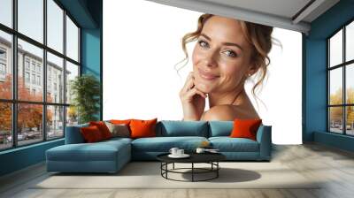 Portrait of a New Zealand Woman Isolated on Transparent or White Background for Beauty Product Promotion Closeup Shot in Pose Wall mural