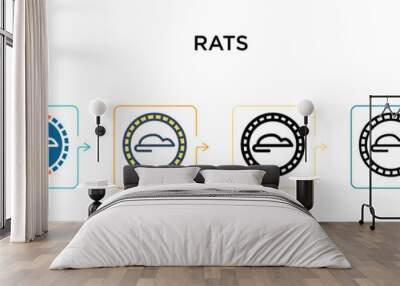 Rats vector icon in 6 different modern styles. Black, two colored rats icons designed in filled, outline, line and stroke style. Vector illustration can be used for web, mobile, ui Wall mural