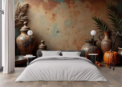 Rustic Textures with Symbolic Hispanic Heritage Elements Wall mural