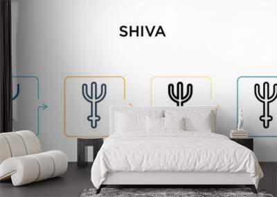 Shiva vector icon in 6 different modern styles. Black, two colored shiva icons designed in filled, outline, line and stroke style. Vector illustration can be used for web, mobile, ui Wall mural