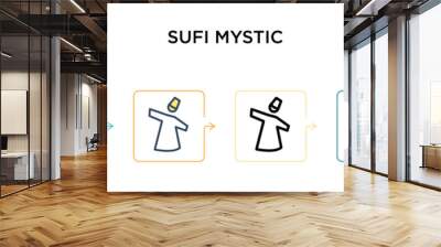 Sufi mystic vector icon in 6 different modern styles. Black, two colored sufi mystic icons designed in filled, outline, line and stroke style. Vector illustration can be used for web, mobile, ui Wall mural