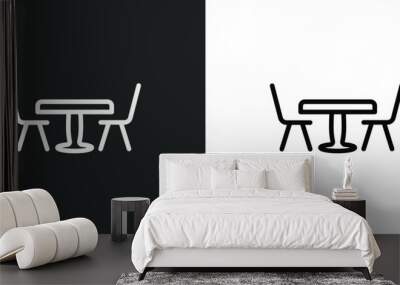 table with chair icon isolated in white and black colors. table with chair outline vector icon from furniture collection for web, mobile apps and ui. Wall mural