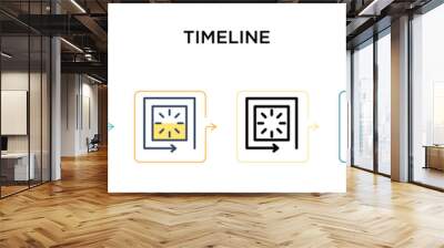 Timeline vector icon in 6 different modern styles. Black, two colored timeline icons designed in filled, outline, line and stroke style. Vector illustration can be used for web, mobile, ui Wall mural