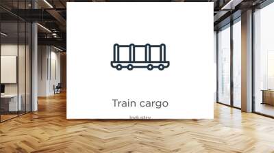 Train cargo icon. Thin linear train cargo outline icon isolated on white background from industry collection. Line vector train cargo sign, symbol for web and mobile Wall mural