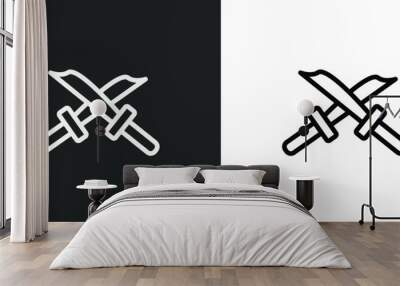 two katanas icon isolated in white and black colors. two katanas outline vector icon from weapons collection for web, mobile apps and ui. Wall mural