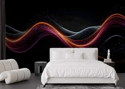 abstract purple and orange and black wavy background Wall mural