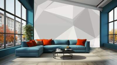 white and gray polygon texture background. Geometrical triangles pattern panoramic wallpaper  Wall mural