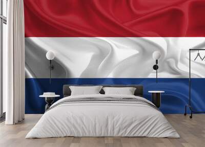 Waving Fabric Flag of Netherlands Wall mural