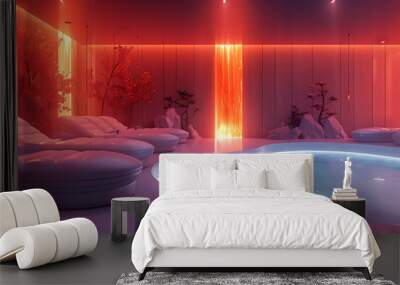 Serene spa offering advanced holistic health treatments such as AIguided massages and sensory deprivation tanks to promote relaxation and wellbeing Wall mural