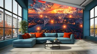 Strategic business planning global expansion emphasizing trade efficiency and resource optimization Wall mural