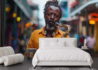 American anthropologist studying the cultural significance of jazz music in New Orleans Wall mural