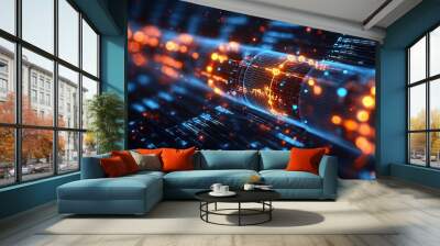 Blockchain healthcare digital interface with data visuals Wall mural