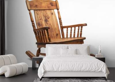 Classic wooden rocking chair a high back isolated on a white background Wall mural