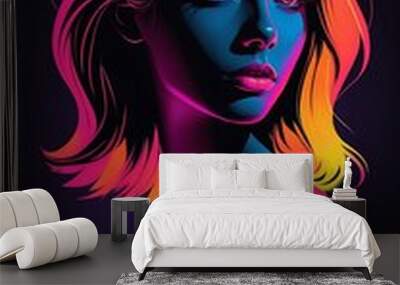 Outline gemma neon the dark gradient color Wall mural