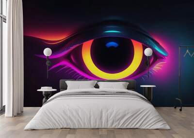 The shadows a futuristic creature emerges its eyes Wall mural