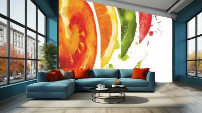 Depiction of seasonal ingredients food service where chefs work closely local farmers ensure only freshest most flavorful ingredients used creating dishes celebrate season illustrated abstract design Wall mural