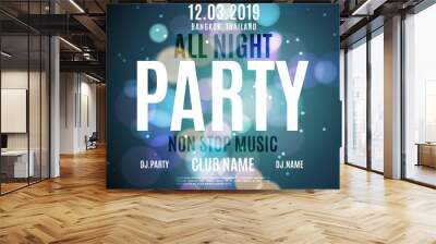 All night party bright neon color banner background Wall mural