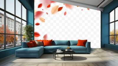 Fall blurred flying red leaves, autumn nature vector design elements for photo decoration Wall mural