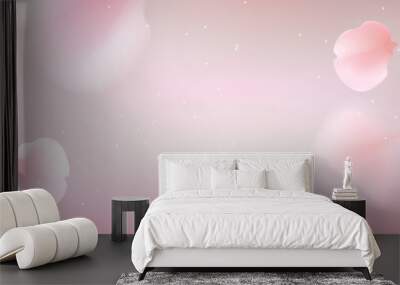 Pink sakura petals falling background Wall mural