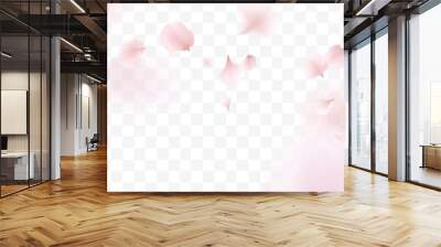 Pink sakura petals falling background Wall mural