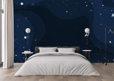 Vector flat space design background with small elements Wall mural