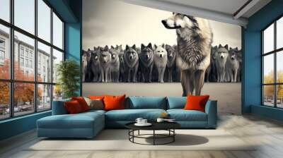 Wolf Leadership Concept. Generative AI Wall mural