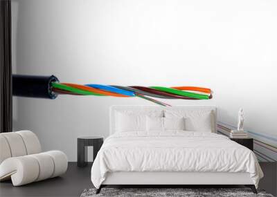 fiber optic cable on white background Wall mural