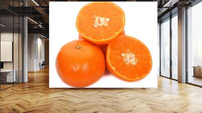 Fresh orange isolated on white background Wall mural