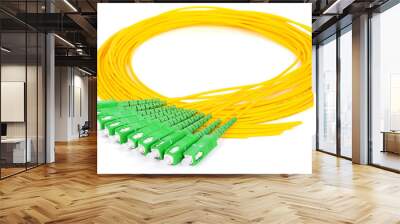 green fiber optic sc connectors on white background Wall mural