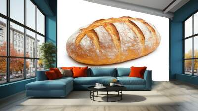 Freshly baked artisan bread loaf on a white isolate background. Wall mural