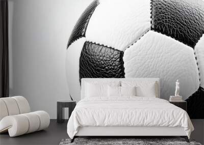 Soccer ball, black and white, isolated on white background. Wall mural