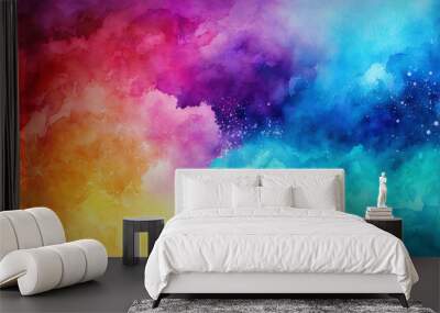 Abstract colorful painted Watercolor Background generative ai Wall mural